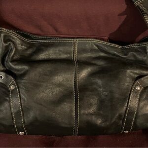 Black Leather Lucky Brand Large Crossbody Bag
